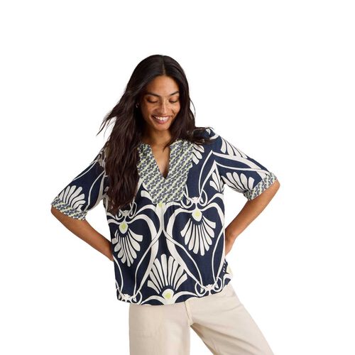 White Stuff Ash Linen Blend Top